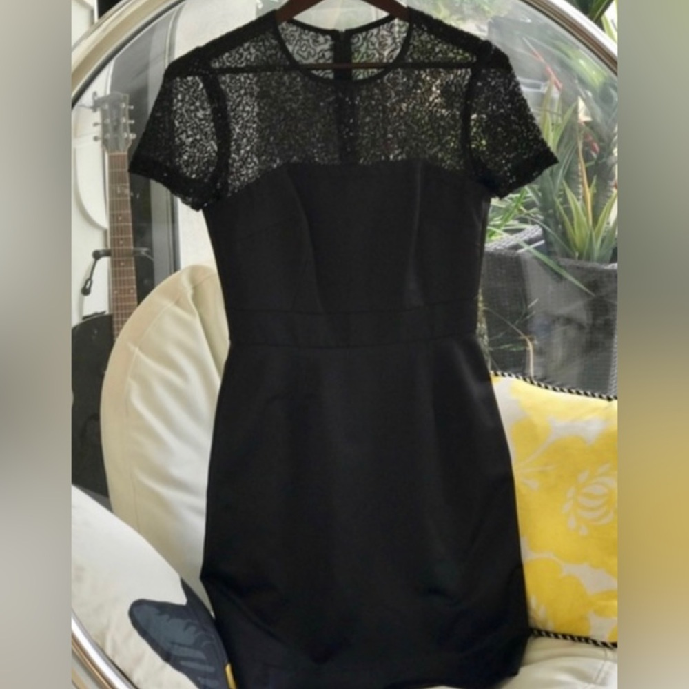 NWT $300 TRINA TURK Women’s Black Sequin Satin Formal Wedding Cocktail Dress 2 - Picture 4 of 6